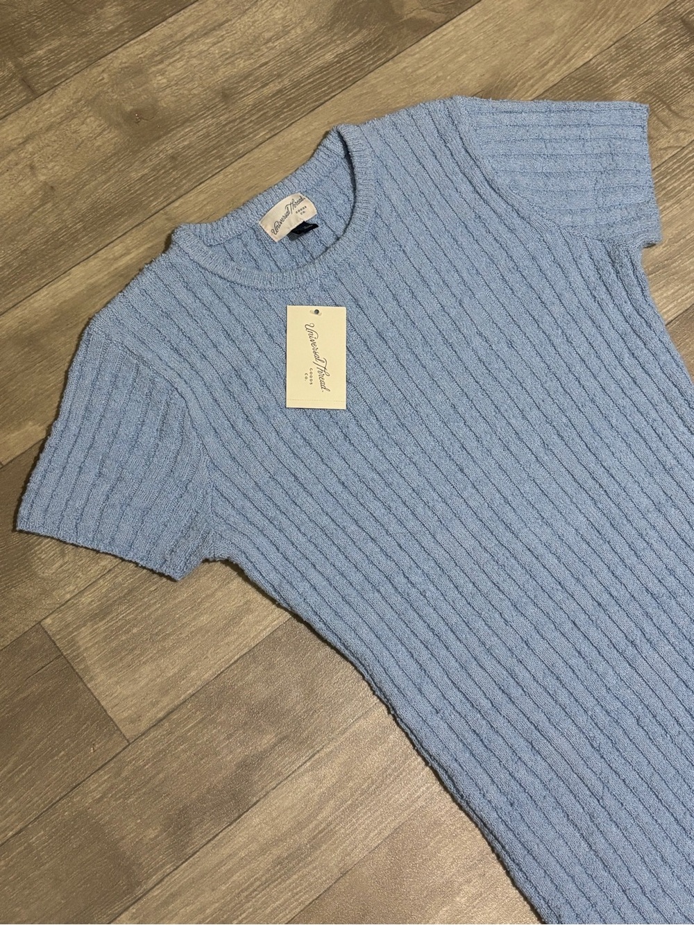 Universal Thread Women Short Sleeve Rib Mini Sweater Dress Blue Size M - Picture 3 of 12